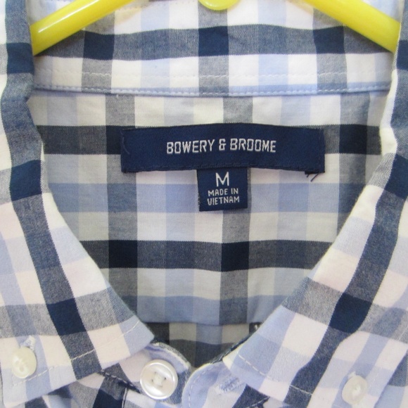 Bowery & Broome Long Sleeve Men’s Dress Shirt Medium Blue Check Button Down - Picture 2 of 5